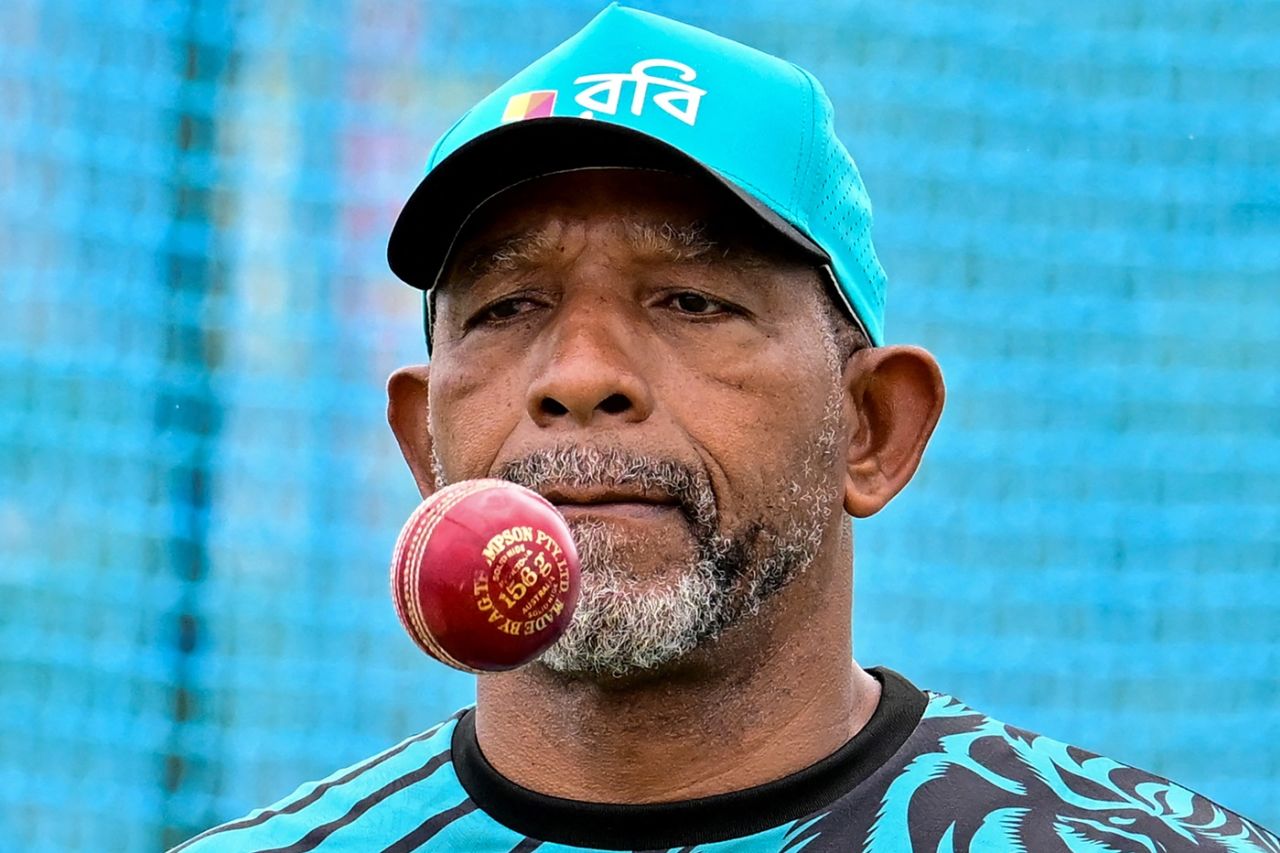 Bangladesh coach Phil Simmons at a training session, Galle, June 15, 2025