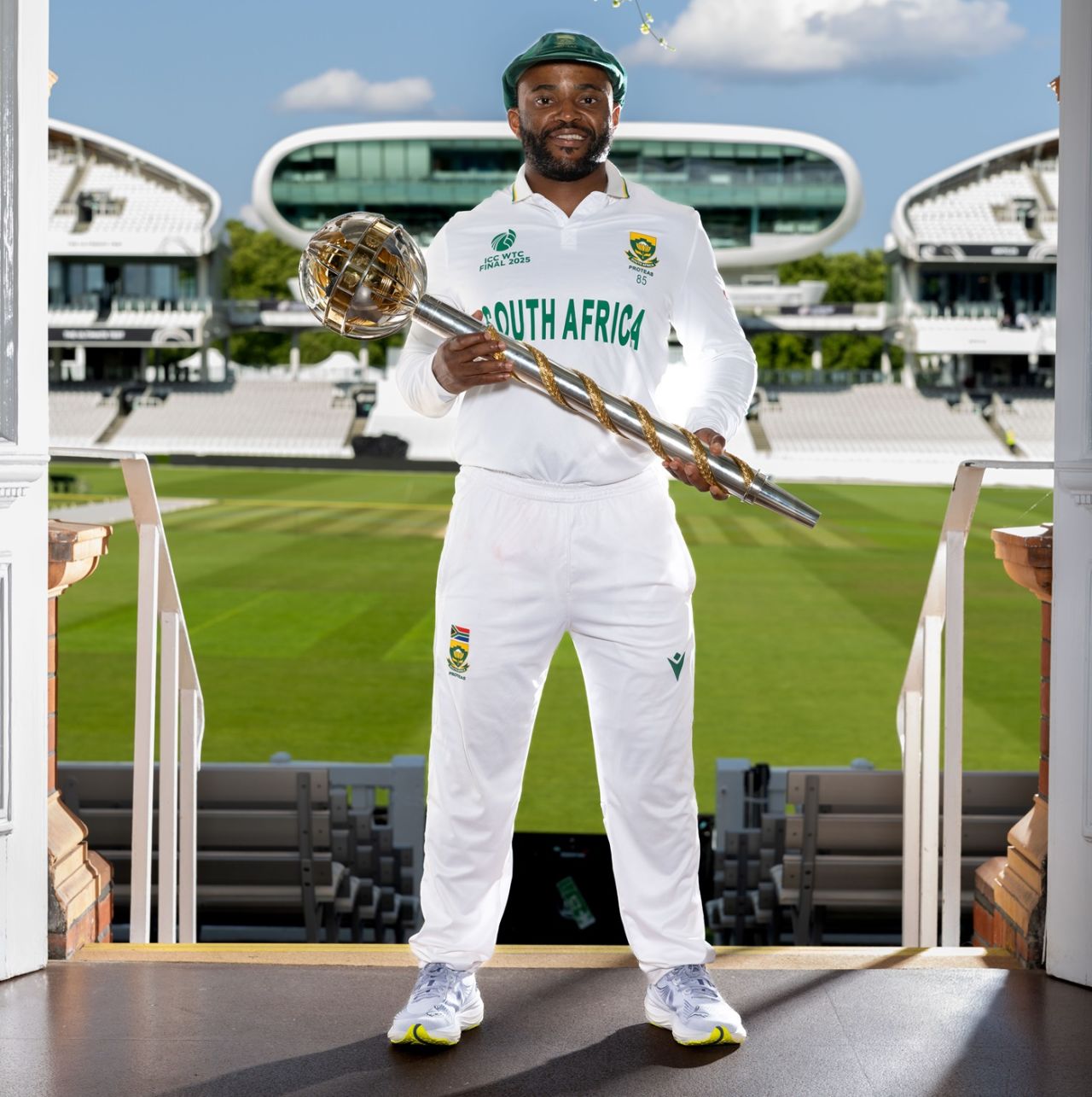 Temba Bavuma poses with the WTC mace, Australia vs South Africa, World Test Championship final, fourth day, Lord's, June 15, 2025