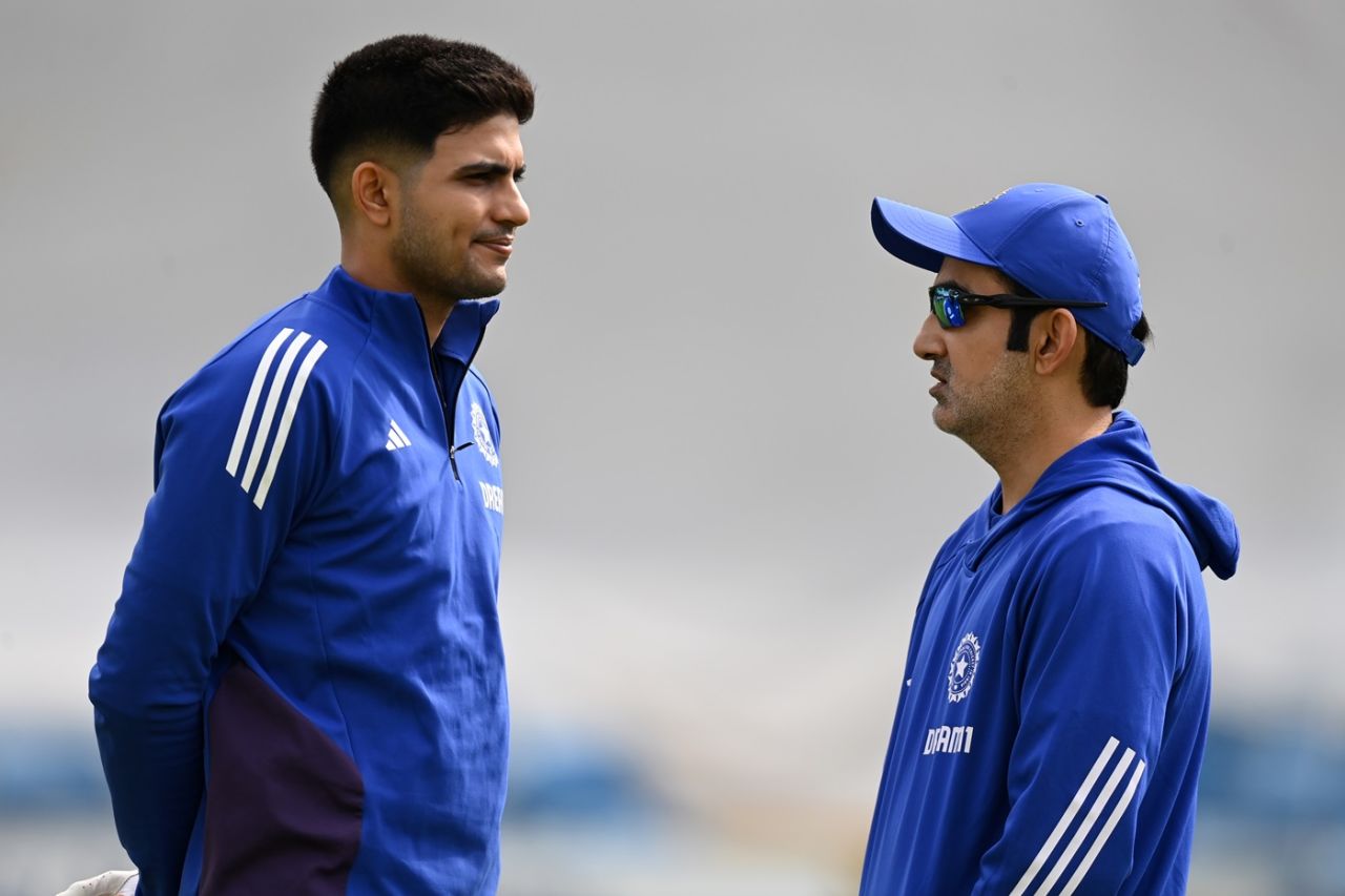 Shubman Gill has a chat with coach Gautam Gambhir, Leeds, June 18, 2025