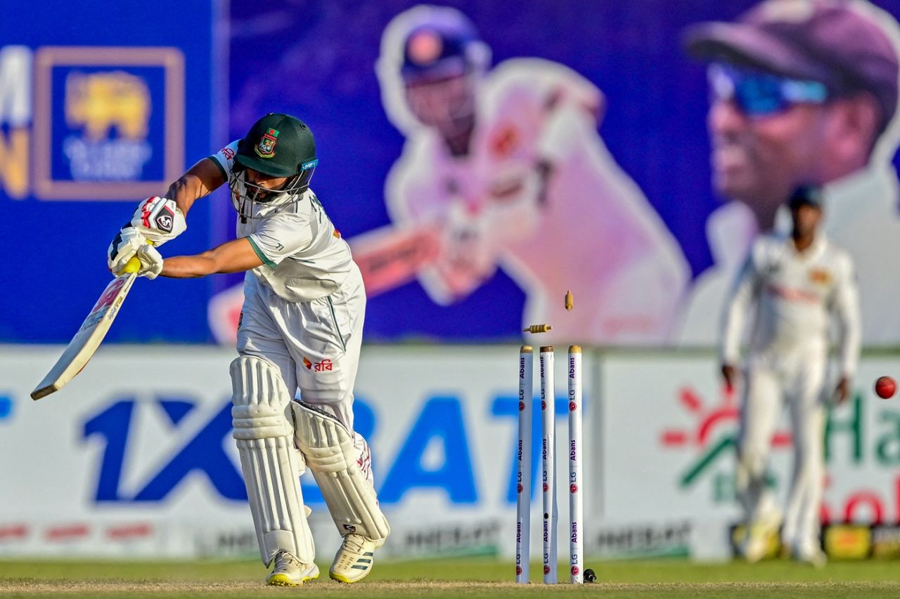 Taijul Islam is bowled, Sri Lanka vs Bangladesh, 1st Test, Galle, second day, June 18, 2025