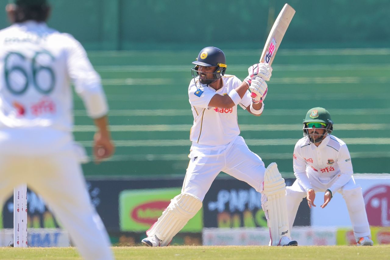 Dinesh Chandimal used the late cut to good effect, Sri Lanka vs Bangladesh, 1st Test, Galle, day 3, June 19 2025