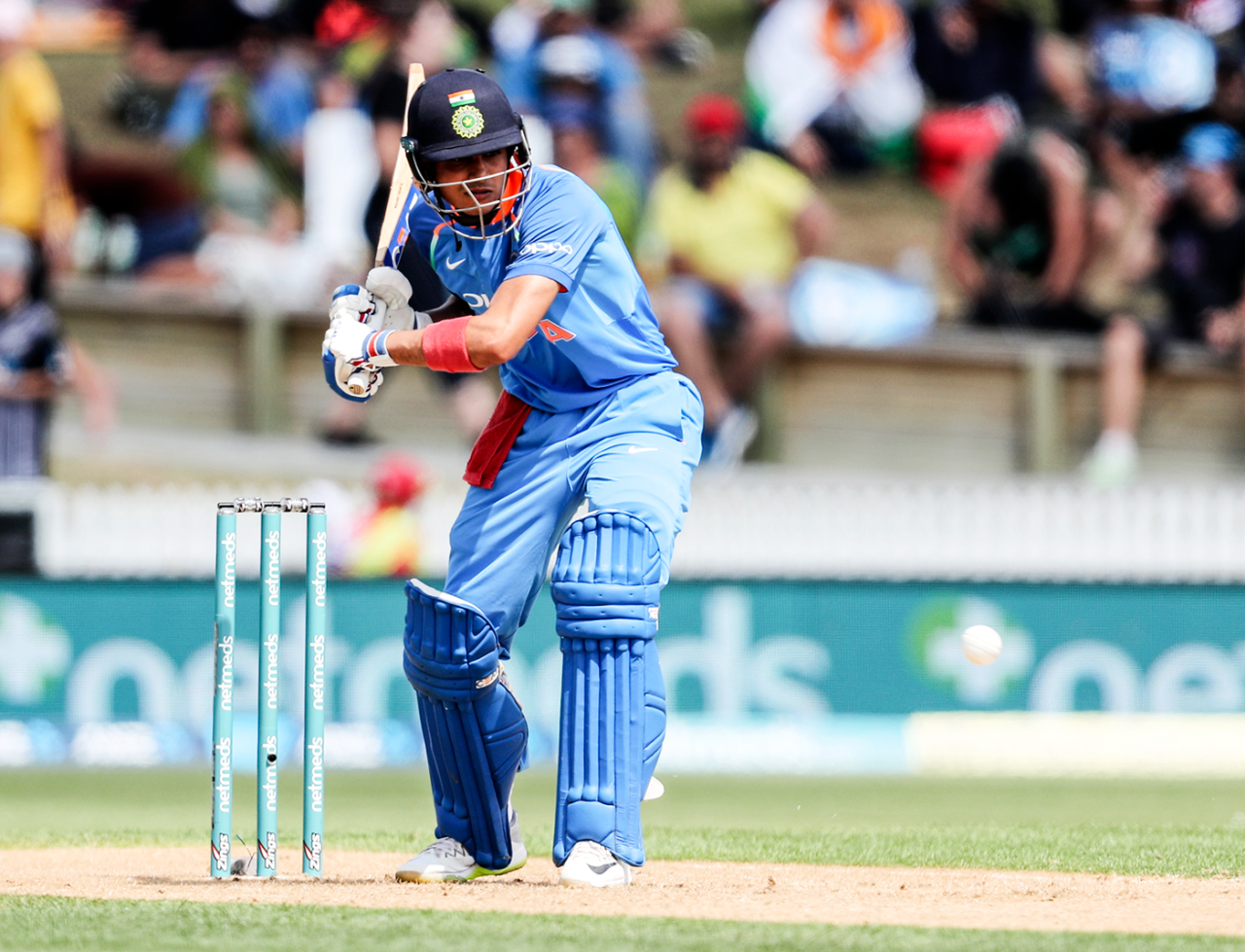 Shubman Gill bats on his international debut, New Zealand v India, 4th ODI, Hamilton, January 31, 2019