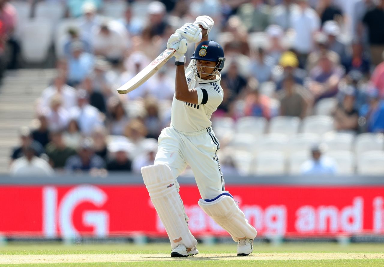 Yashasvi Jaiswal drives down the ground, England vs India, 1st Test, Leeds, 1st day, June 20, 2025