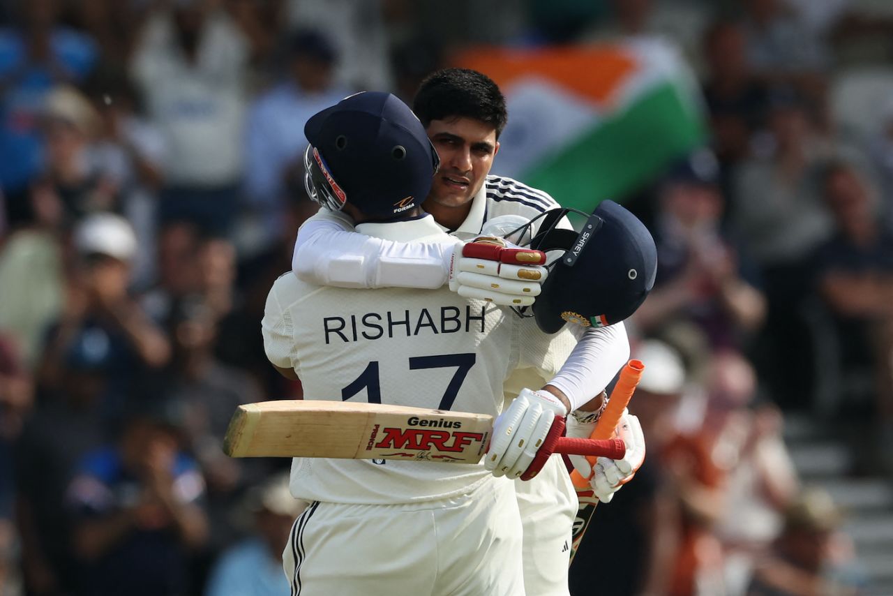 Shubman Gill hugs Rishabh Pant after getting to a century, England vs India, 1st Test, Leeds, 1st day, June 20, 2025