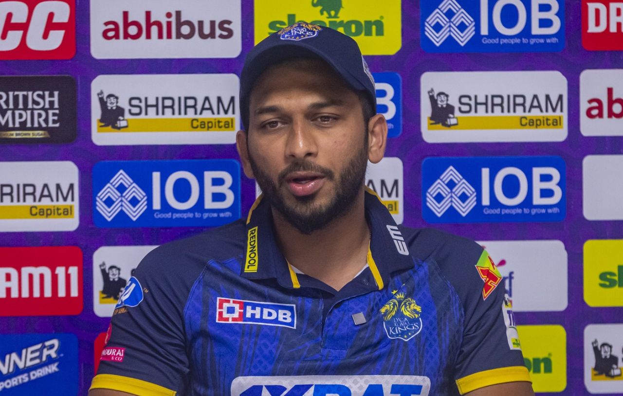 Lyca Kovai Kings captain M Shahrukh Khan speaks to the media, Tirunelveli, June 20, 2025