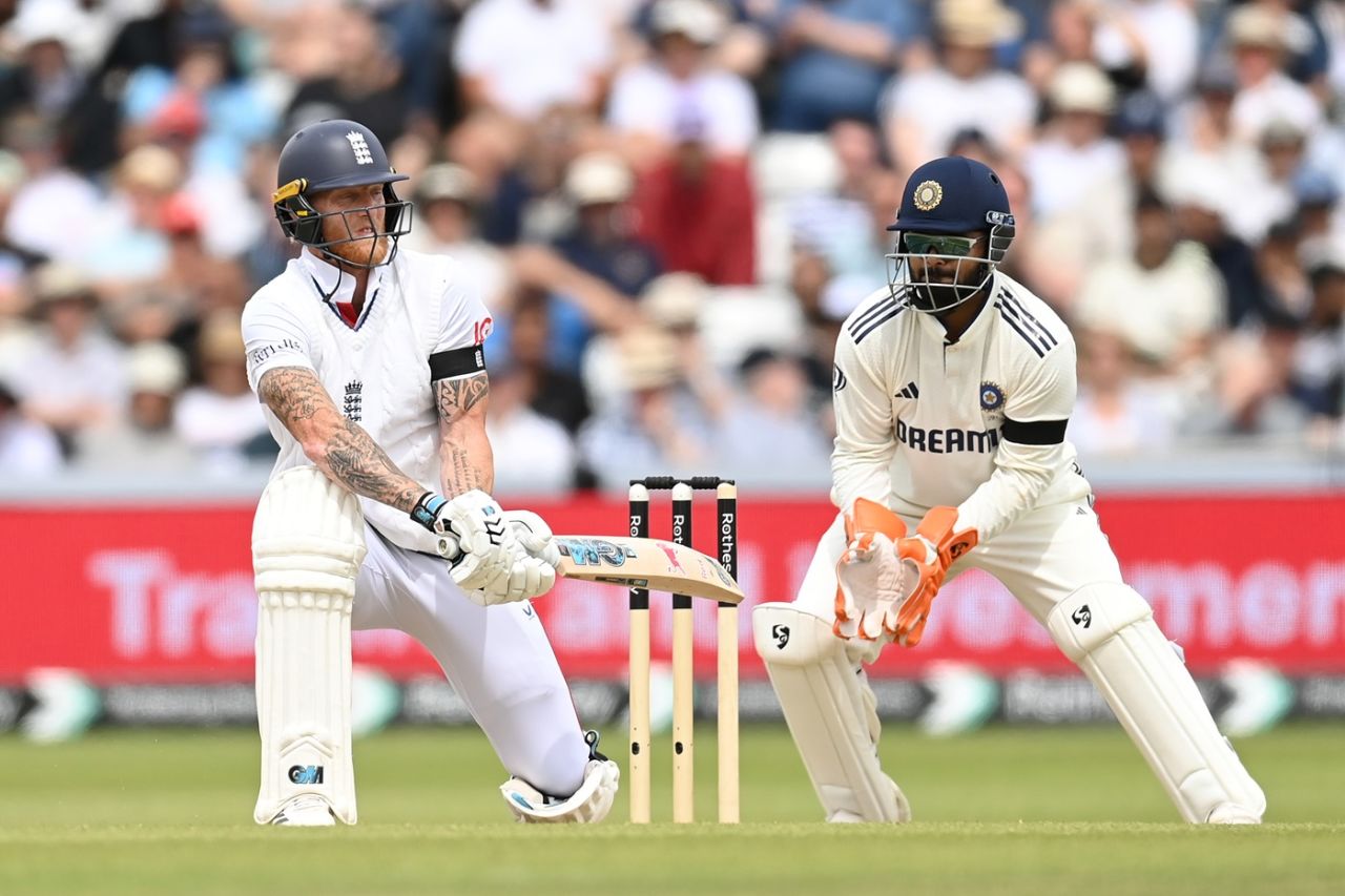 Ben Stokes plays the reverse sweep, England vs India, 1st Test, Leeds, Day 3, June 22, 2025