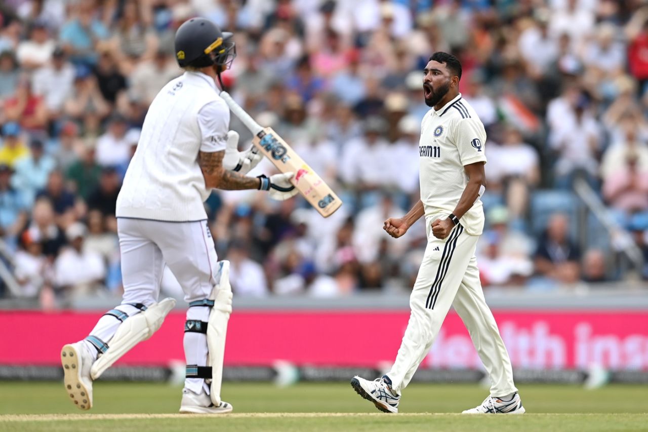 Mohammed Siraj is charged up after getting the better of Ben Stokes, England vs India, 1st Test, Leeds, Day 3, June 22, 2025
