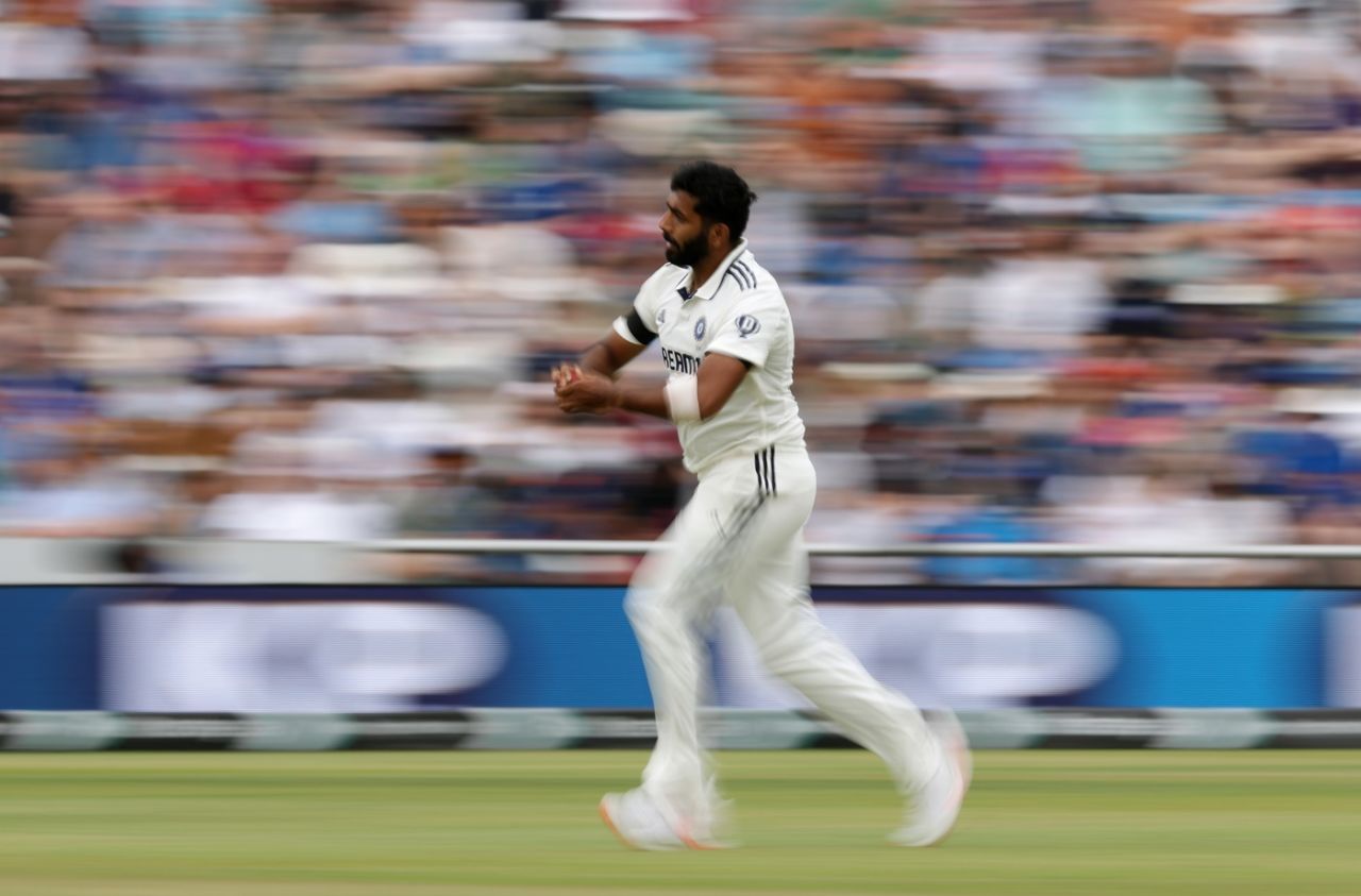 Jasprit Bumrah runs in to bowl, England vs India, 1st Test, Leeds, Day 3, June 22, 2025