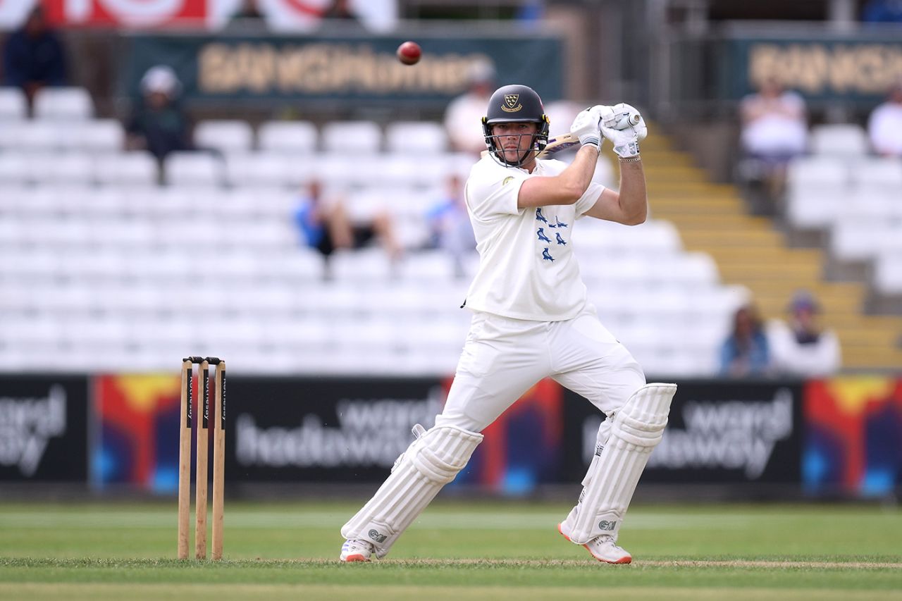 James Coles punches square on his way to fifty, Durham vs Sussex, County Championship, Chester-le-Street, June 22, 2025