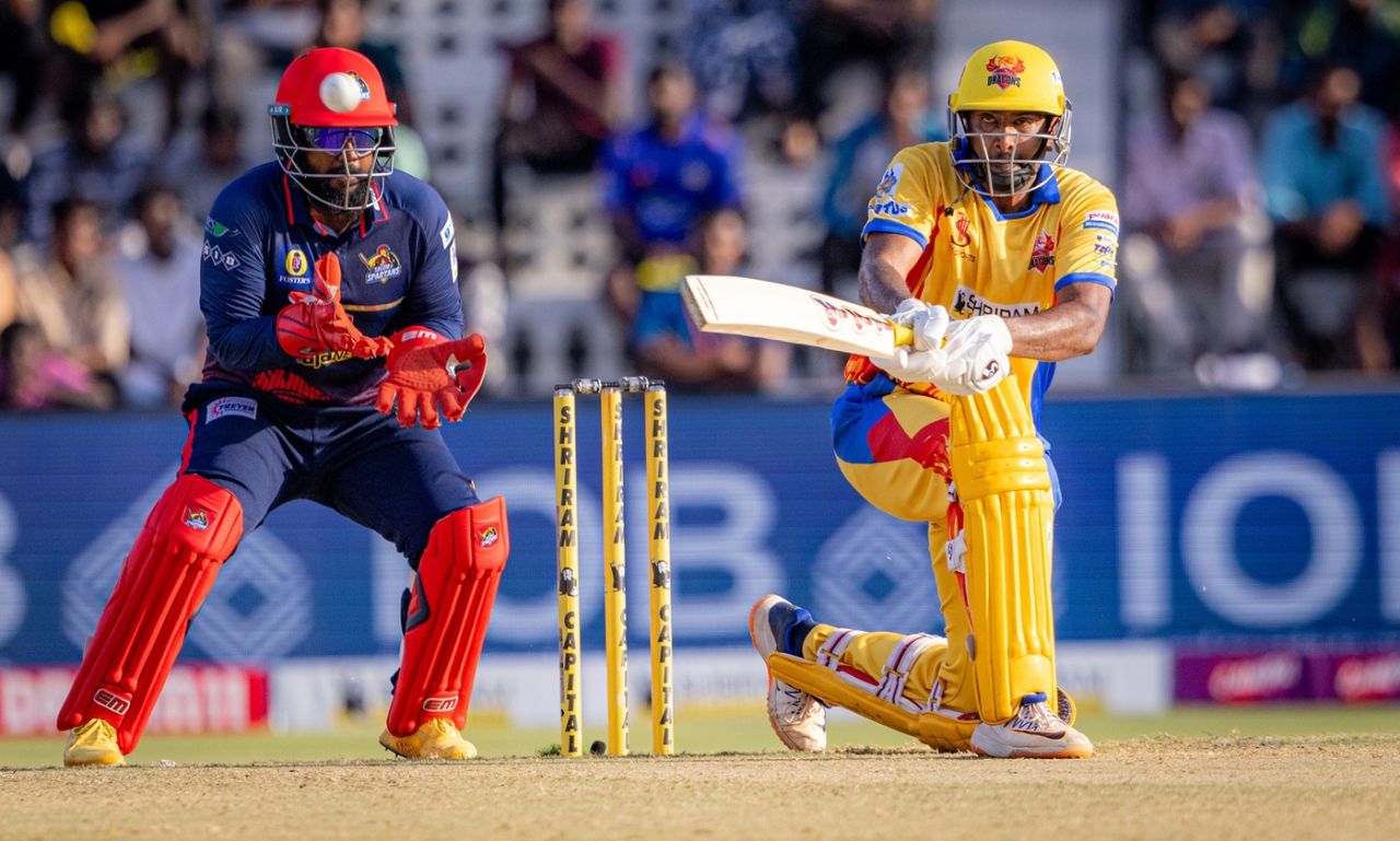 R Ashwin brings out a reverse sweep, Dindigul Dragons vs Salem Spartans, TNPL 2025, Tirunelveli, June 23, 2025