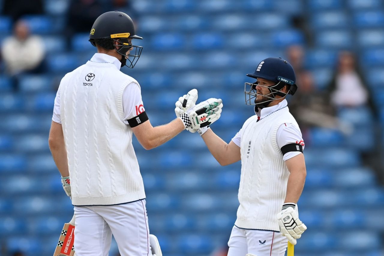 Ben Duckett and Zak Crawley brought up their 50-run stand in the 17th over, England vs India, 1st Test, Leeds, 5th day, June 24, 2025