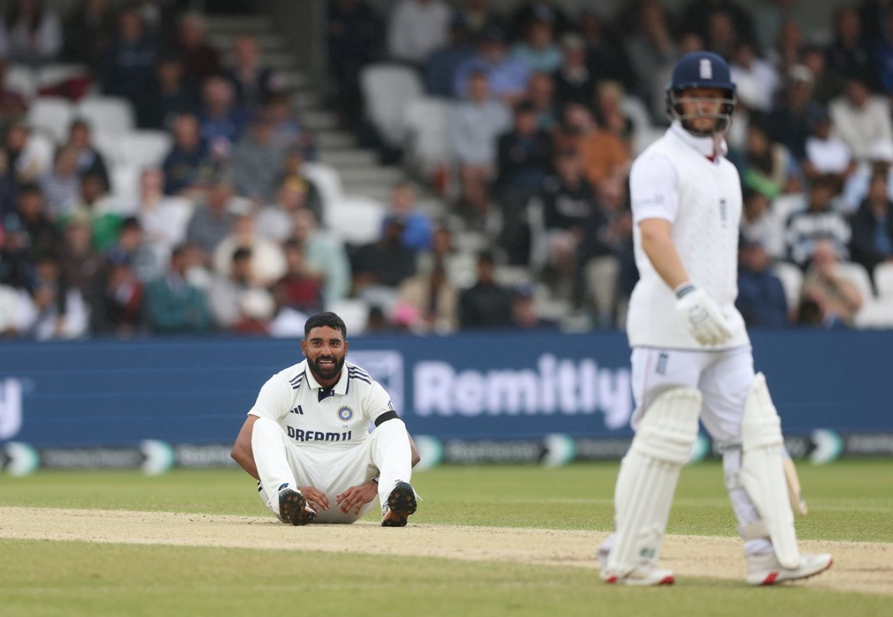Mohammed Siraj reacts in the field, England vs India, 1st Test, Leeds, 5th day, June 24, 2025