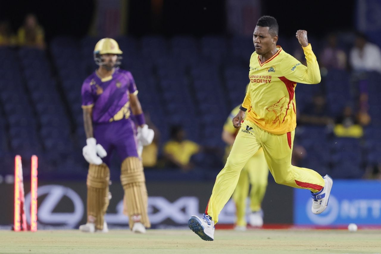 Akeal Hosein rattled Nitish Kumar's stumps, Texas Super Kings vs Los Angeles Knight Riders, MLC 2025, Dallas, June 24, 2025