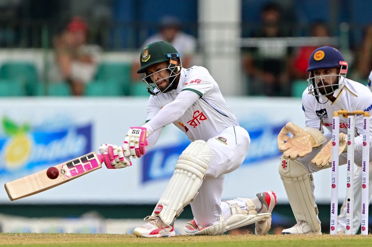 Mushfiqur Rahim plays across the line, Sri Lanka vs Bangladesh, 2nd Test, Day 1, Colombo, June 25, 2025