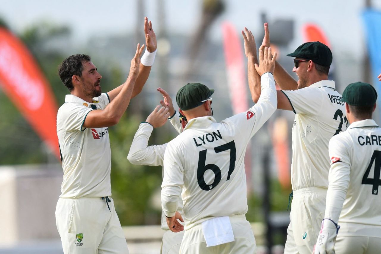Mitchell Starc made two early breakthroughs, West Indies vs Australia, 1st Test, day 1, Barbados, June 25, 2025