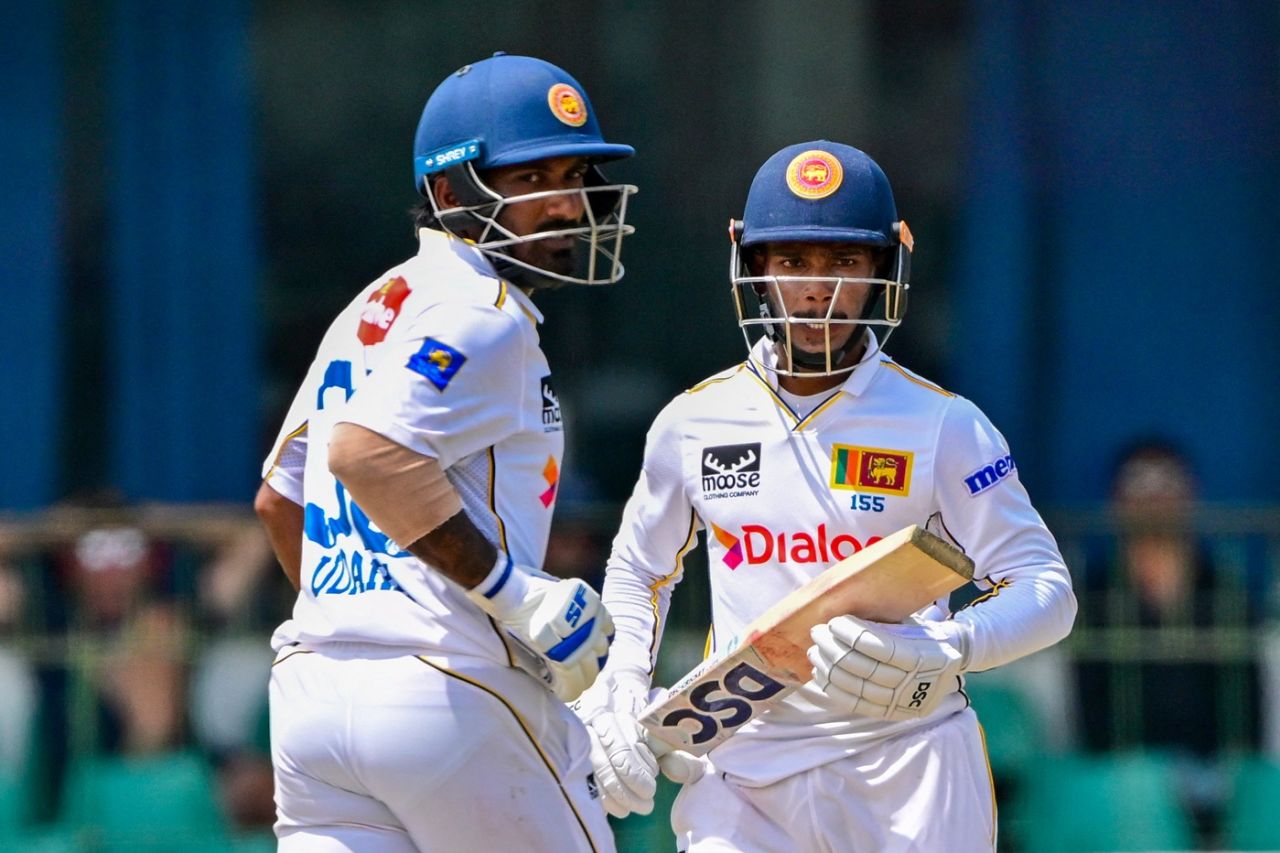 Lahiru Udara and Pathum Nissanka run between the wickets, Sri Lanka vs Bangladesh, 2nd Test, Day 2, Colombo, June 26, 2025