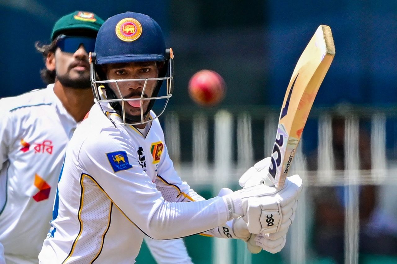 Pathum Nissanka glides the ball away, Sri Lanka vs Bangladesh, 2nd Test, Day 2, Colombo, June 26, 2025