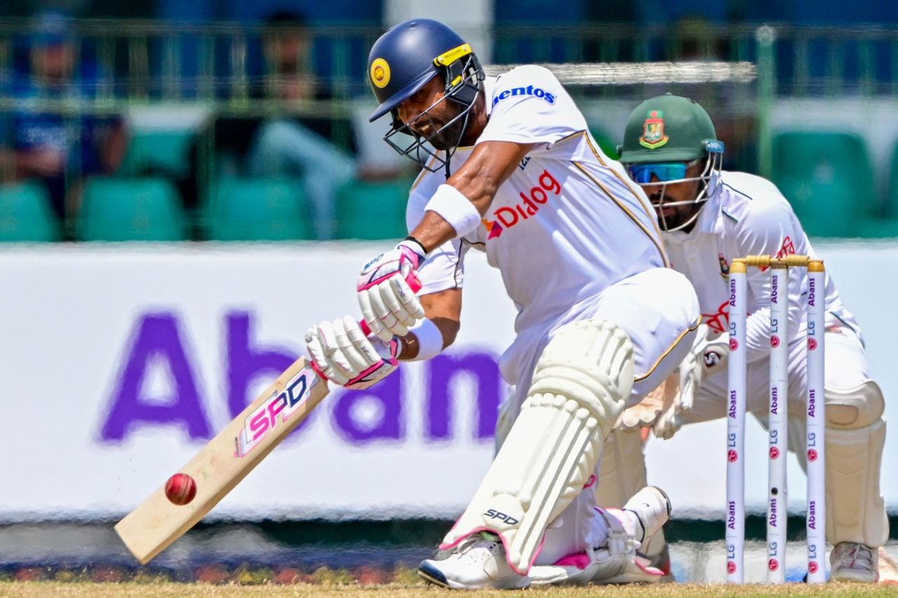 Dinesh Chandimal unleashes the slog sweep, Sri Lanka vs Bangladesh, 2nd Test, Day 2, Colombo, June 26, 2025