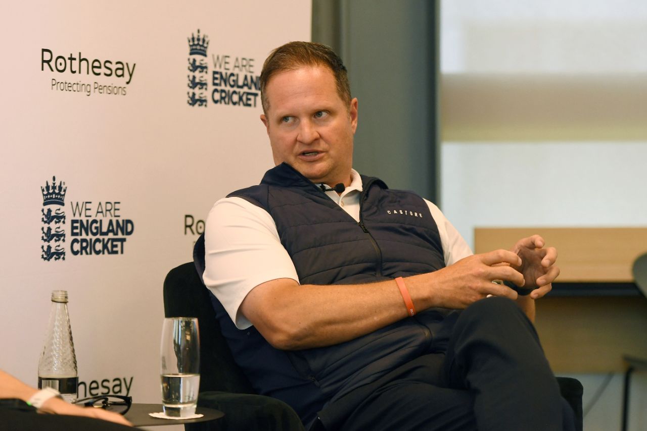 Rob Key, England Men's managing director, speaking at a Rothesay media event in London, June 27, 2025