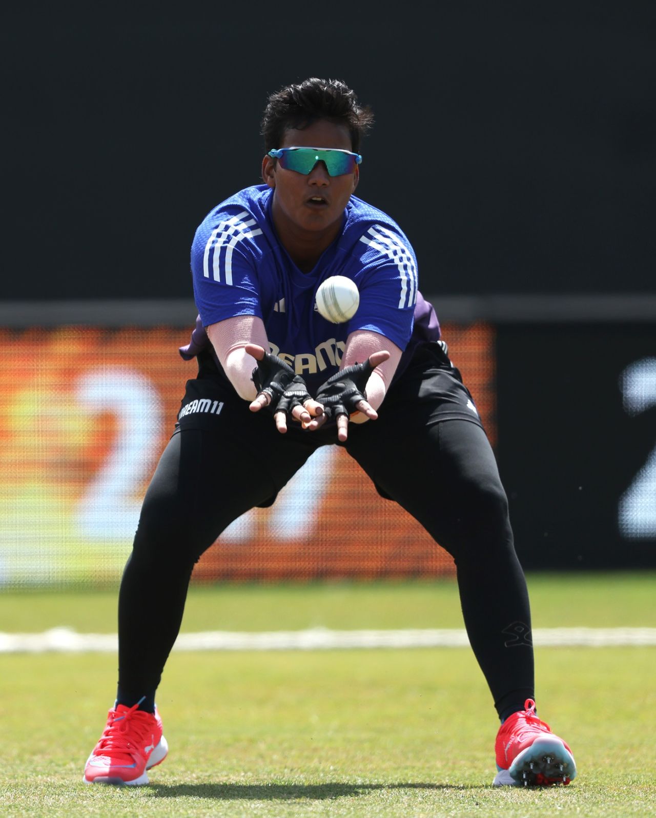 Deepti Sharma takes part in a catching drill, England vs India, 1st Women's T20I, Nottingham, June 27, 2025