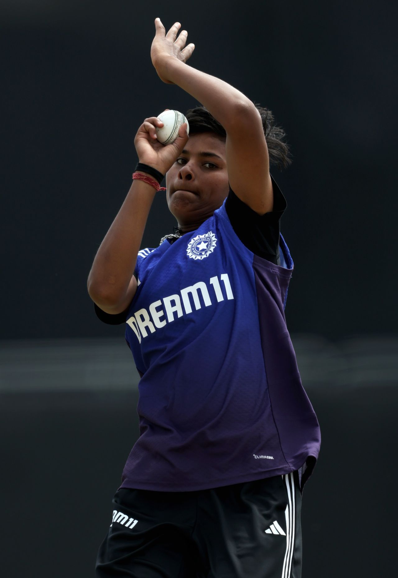 Kranti Goud bowls in the nets, England vs India, 1st Women's T20I, Nottingham, June 27, 2025