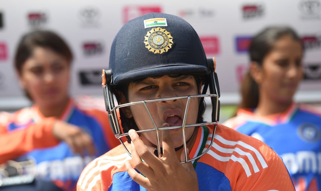 Shafali Verma waits to walk out, England vs India, 1st Women's T20I, Nottingham, June 28, 2025