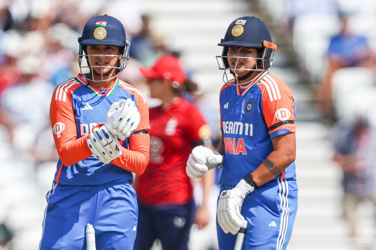 Smriti Mandhana and Shafali Verma have the most fifty-plus stands in T20Is, England vs India, 1st Women's T20I, Nottingham, June 28, 2025