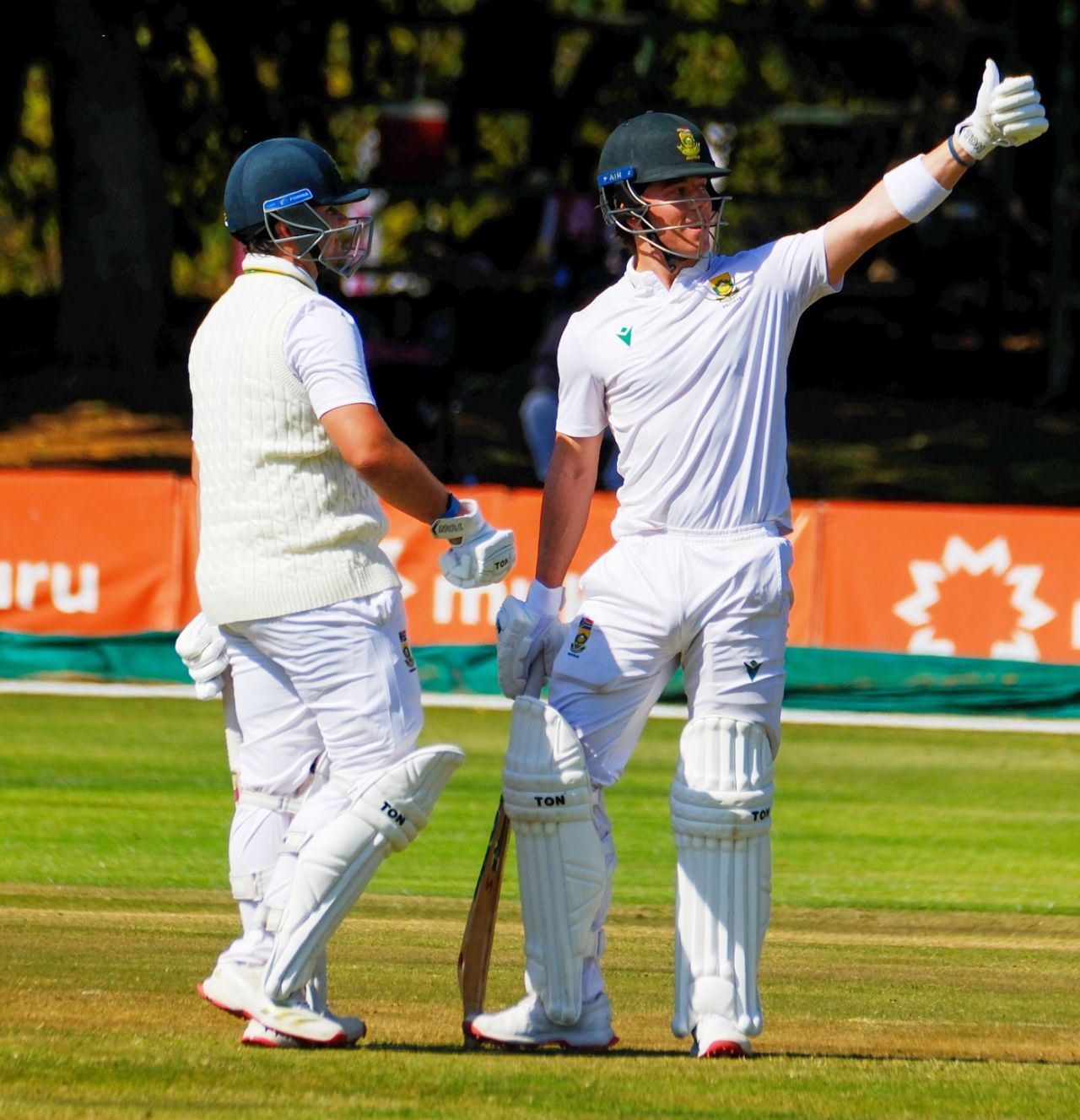 Lhuan-dre Pretorius and fellow Test debutant Dewald Brevis added 95 in just 88 balls, Zimbabwe vs South Africa, 1st Test, Bulawayo, June 28, 2025