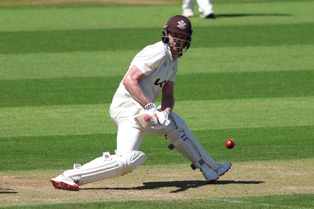 Dom Sibley reverse-sweeps during his marathon knock, Surrey vs Durham, County Championship, The Oval, June 30, 2025