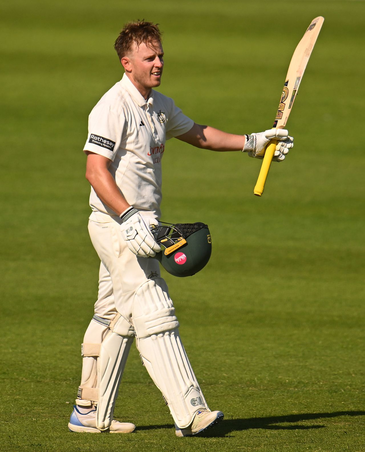Ben Slater acknowledges his hundred, Somerset vs Nottinghamshire, Taunton, Division One, County Championship, June 30, 2025