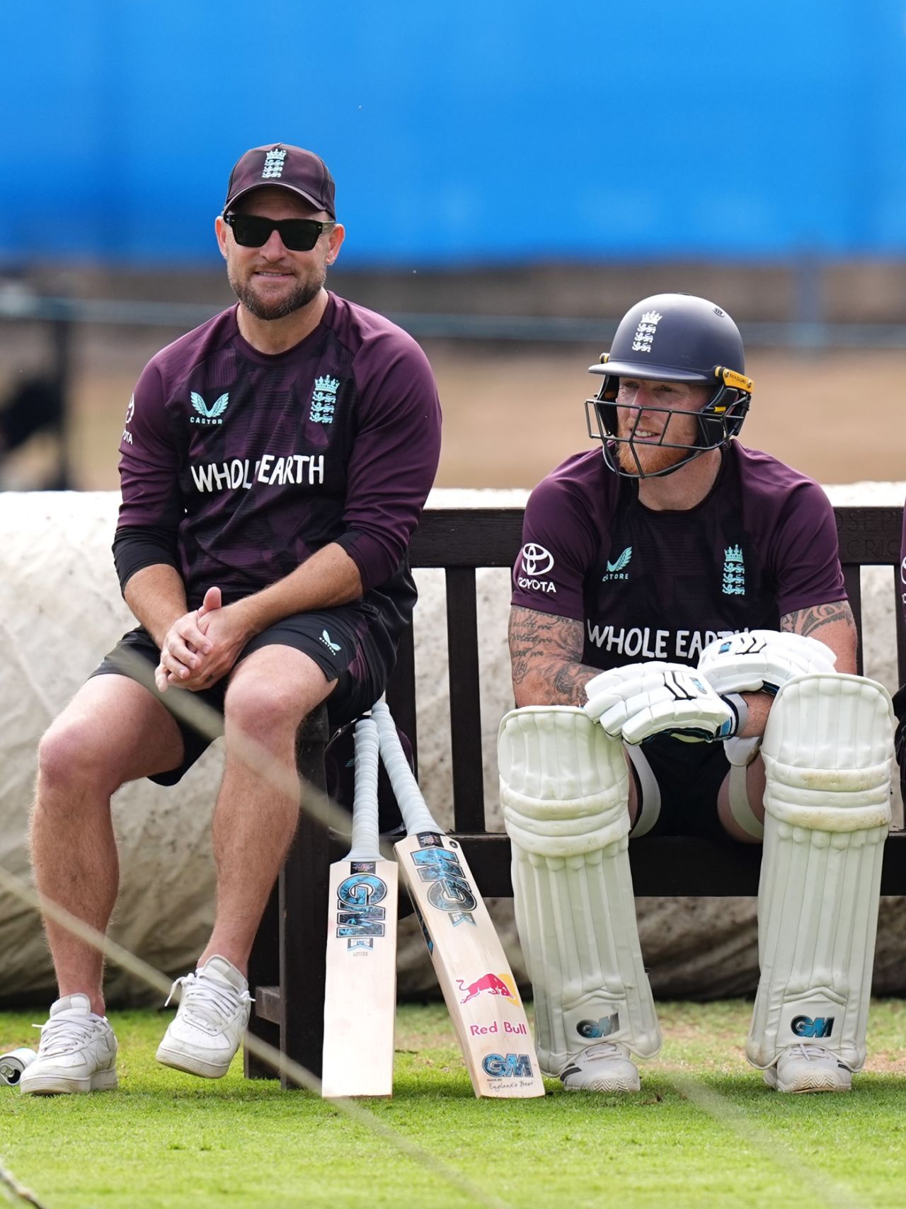 Brendon McCullum and Ben Stokes share a light moment, England vs India, 2nd Test, Birmingham, July 1, 2025