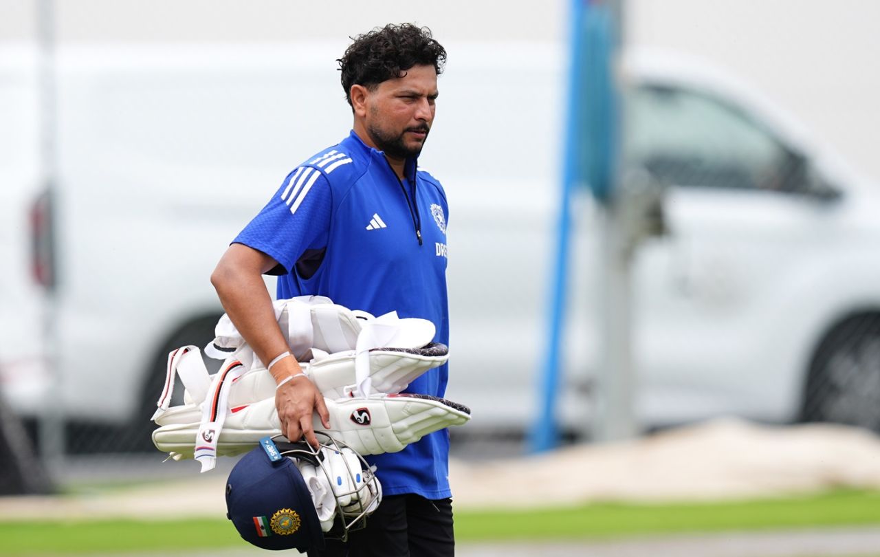 Kuldeep Yadav looks on, England vs India, 2nd Test, Birmingham, July 1, 2025