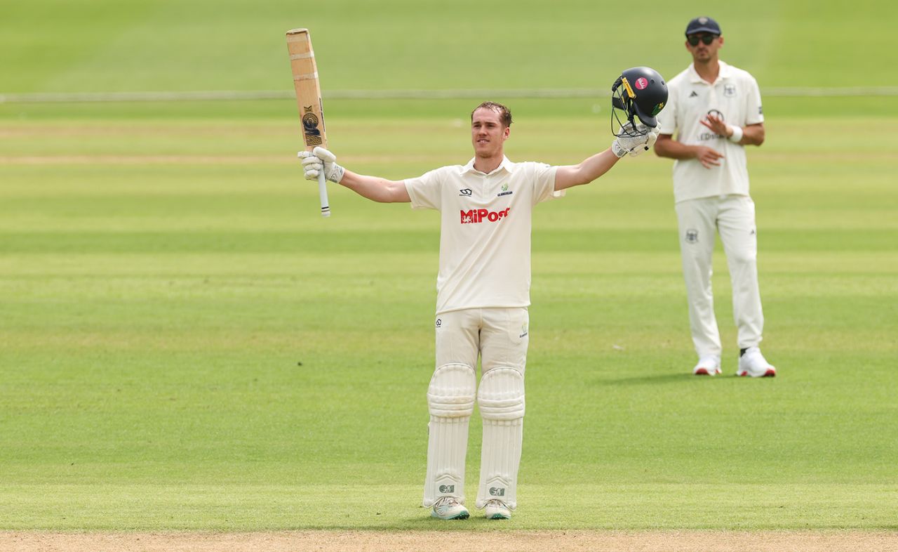 Ben Kellaway takes the applause for his century, Glamorgan vs Gloucestershire, County Championship, Division Two, Cardiff, July 1, 2025