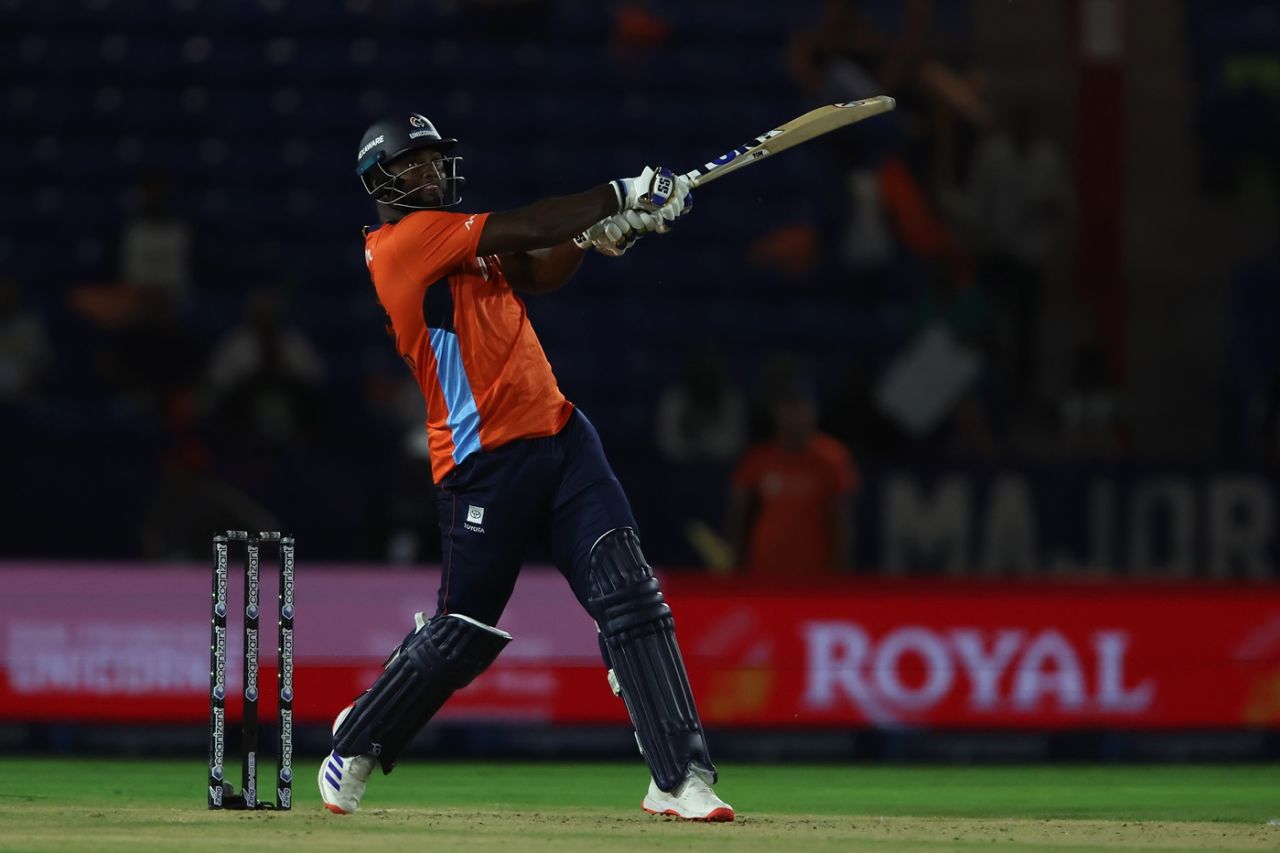 Romario Shepherd smashed an unbeaten 13 off three balls, San Francisco Unicorns vs Seattle Orcas, MLC 2025, Lauderhill, July 2, 2025
