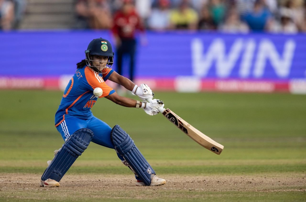 Amanjot Kaur finished with 63 not out, her best T20I score, England vs India, 2nd Women's T20I, Bristol, July 1, 2025