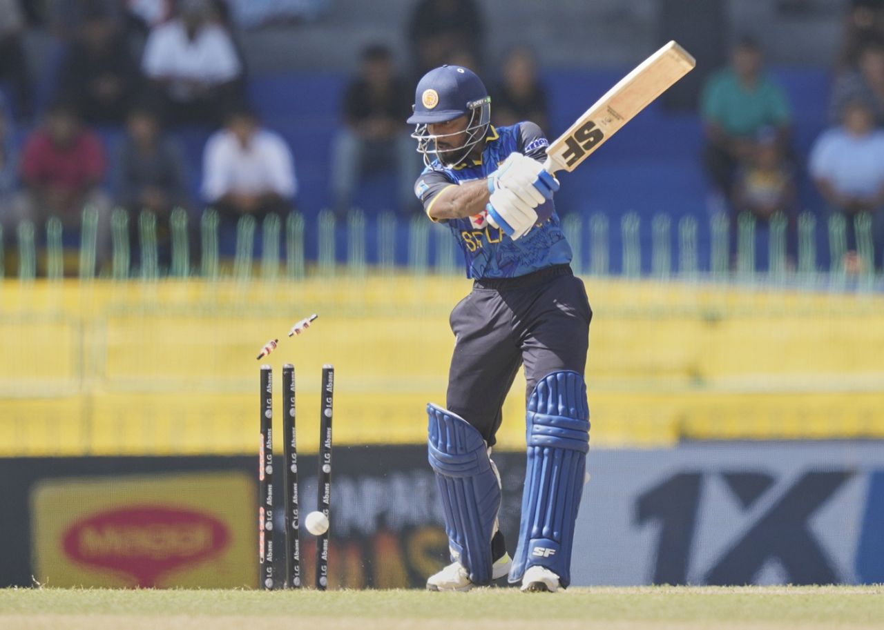 Nishan Madushka was cleaned up, Sri Lanka vs Bangladesh, 1st ODI, Colombo (RPS), July 2, 2025