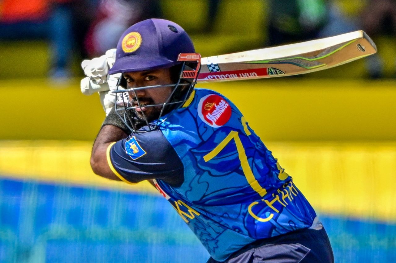 Charith Asalanka lashes the ball behind square on the off side, Sri Lanka vs Bangladesh, 1st ODI, Colombo (RPS), July 2, 2025