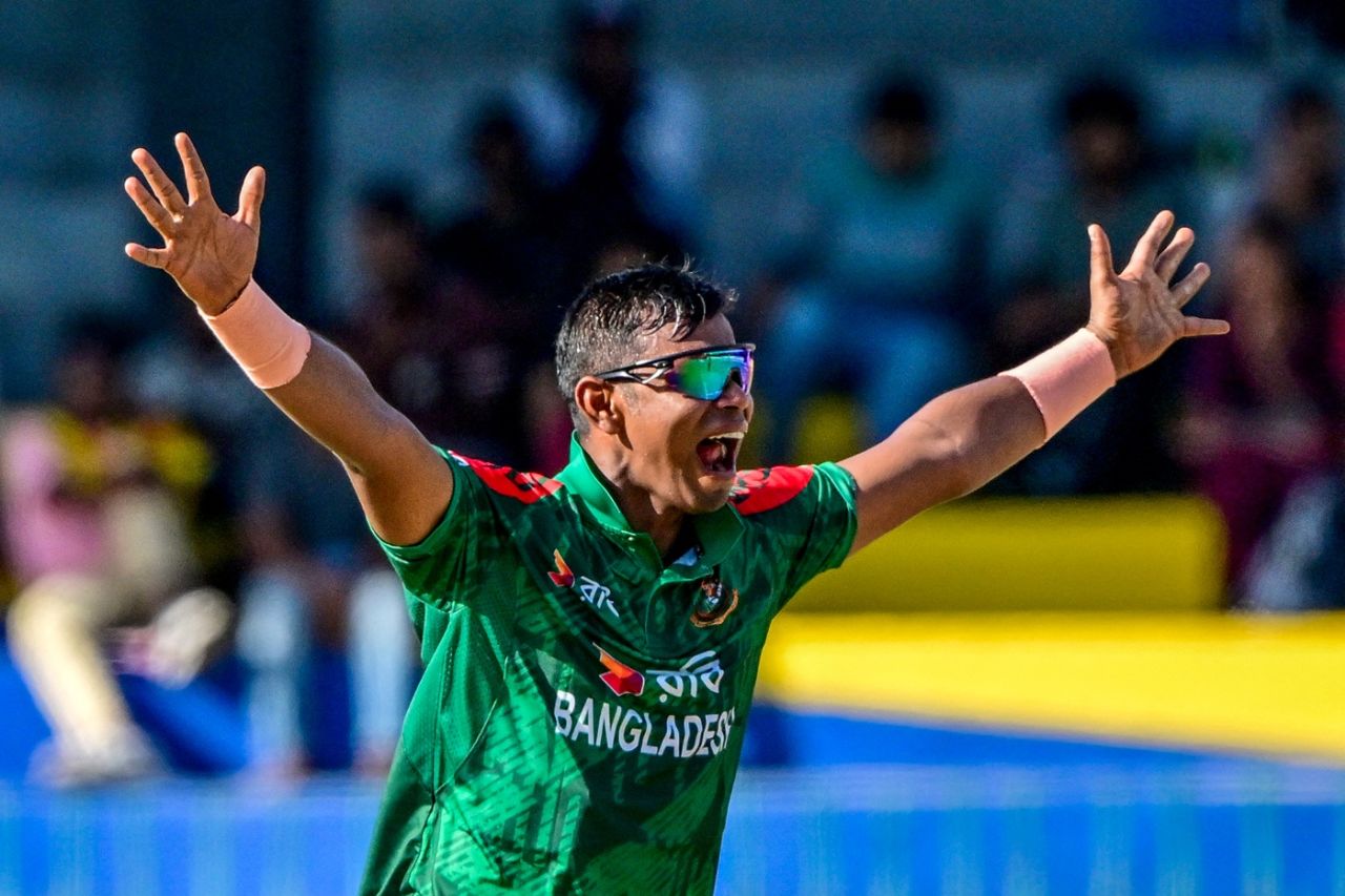 Tanvir Islam belts out an appeal, Sri Lanka vs Bangladesh, 1st ODI, Colombo (RPS), July 2, 2025