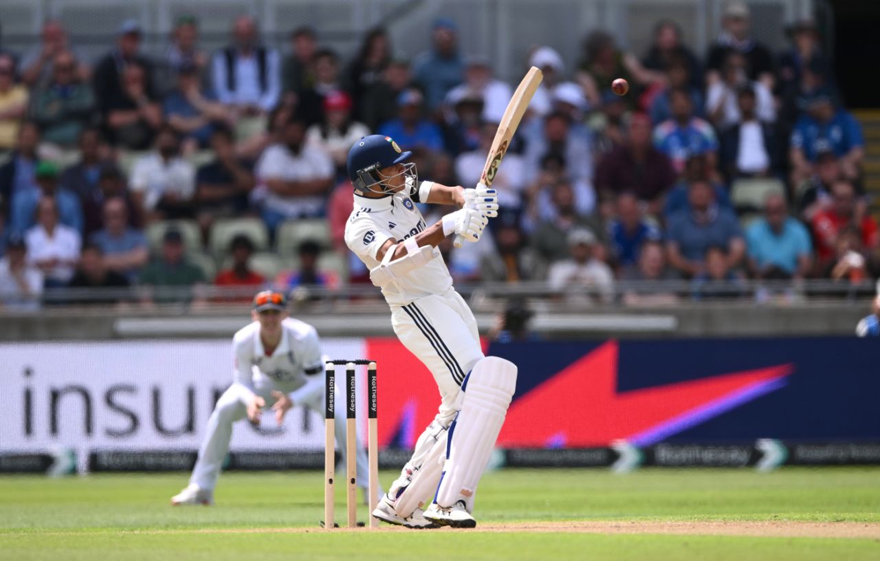 Yashasvi Jaiswal plays an innovative back-foot slap through point, England vs India, 2nd Test, Birmingham, Day 2, July 2, 2025