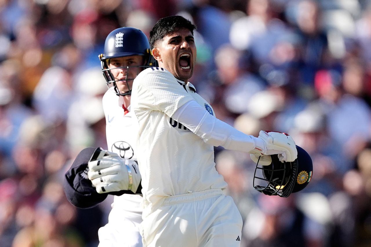 Shubman Gill lets out a roar after reaching his century, England vs India, 2nd Test, Birmingham, Day 2, July 2, 2025