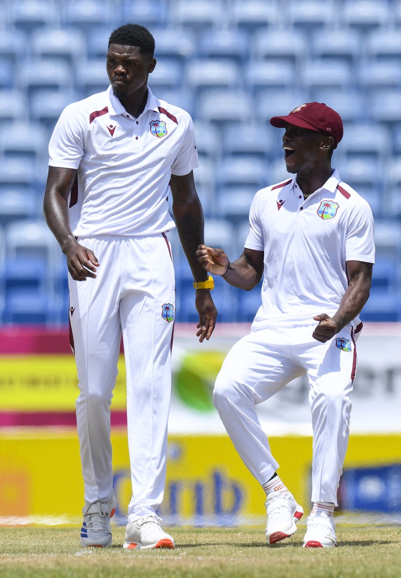 Alzarri Joseph and Shamar Joseph get together, West Indies vs Australia, 2nd Test, St George's, 1st day, July 3, 2025