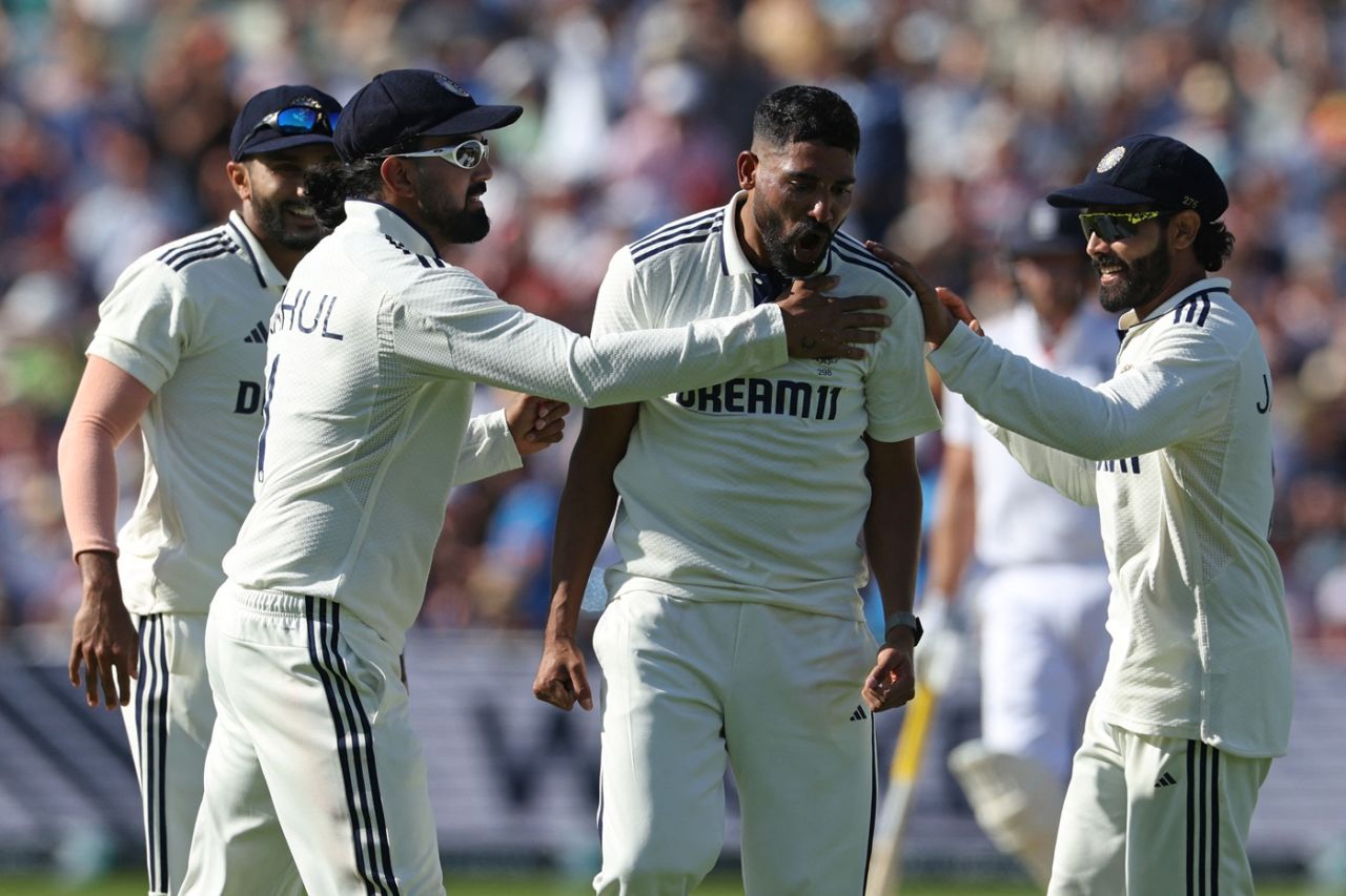 Mohammed Siraj is pumped after taking a wicket, England vs India, 2nd Test, Birmingham, 2nd day, July 3, 2025