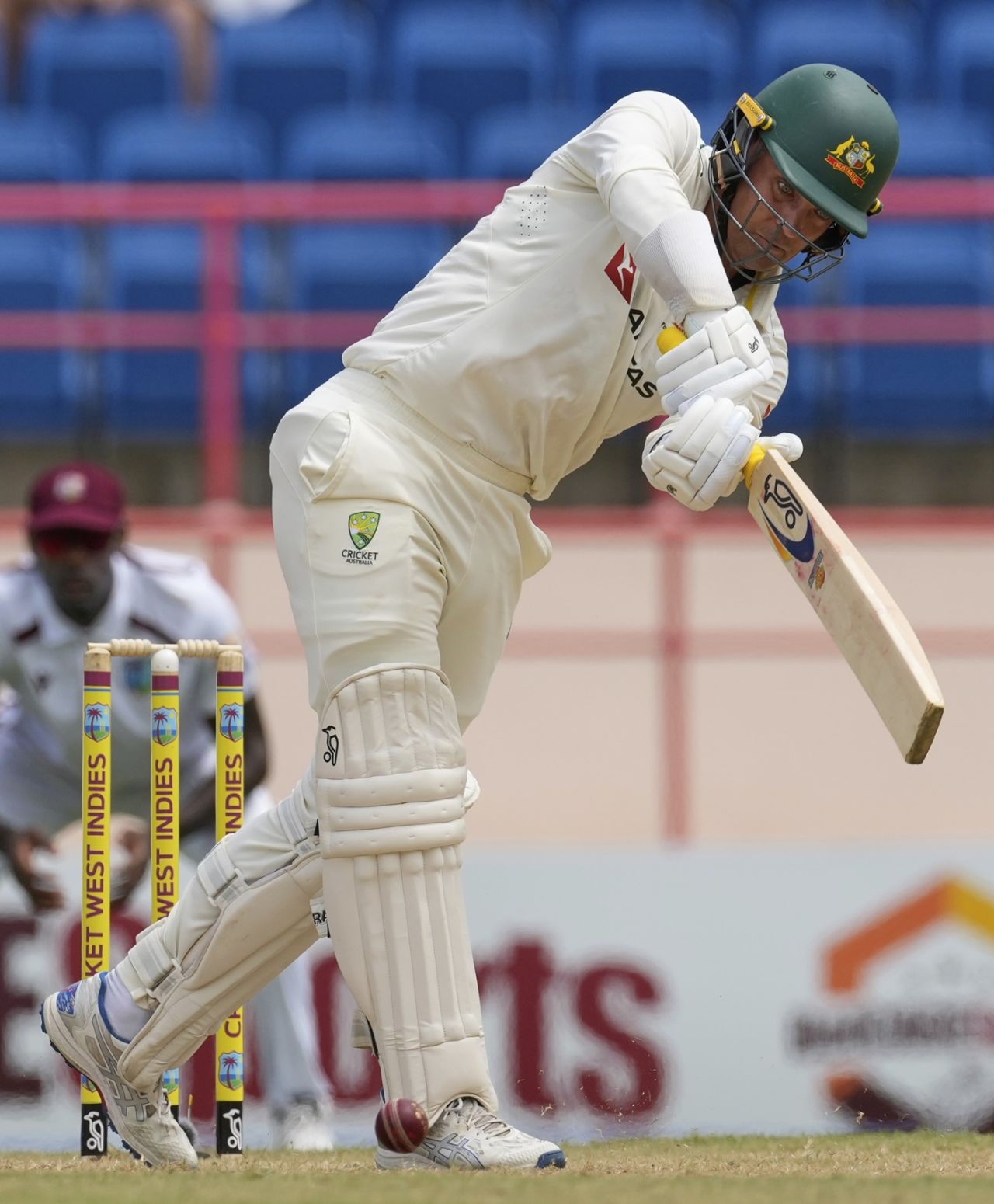 Alex Carey knocks the ball away, West Indies vs Australia, 2nd Test, St George's, 1st day, July 3, 2025