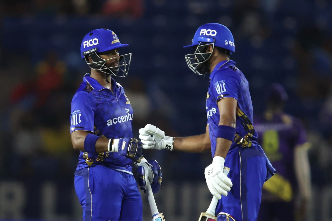 Monank Patel and Nicholas Pooran put up a century stand, Los Angeles Knight Riders vs MI New York, MLC 2025, Lauderhill, July 3, 2025