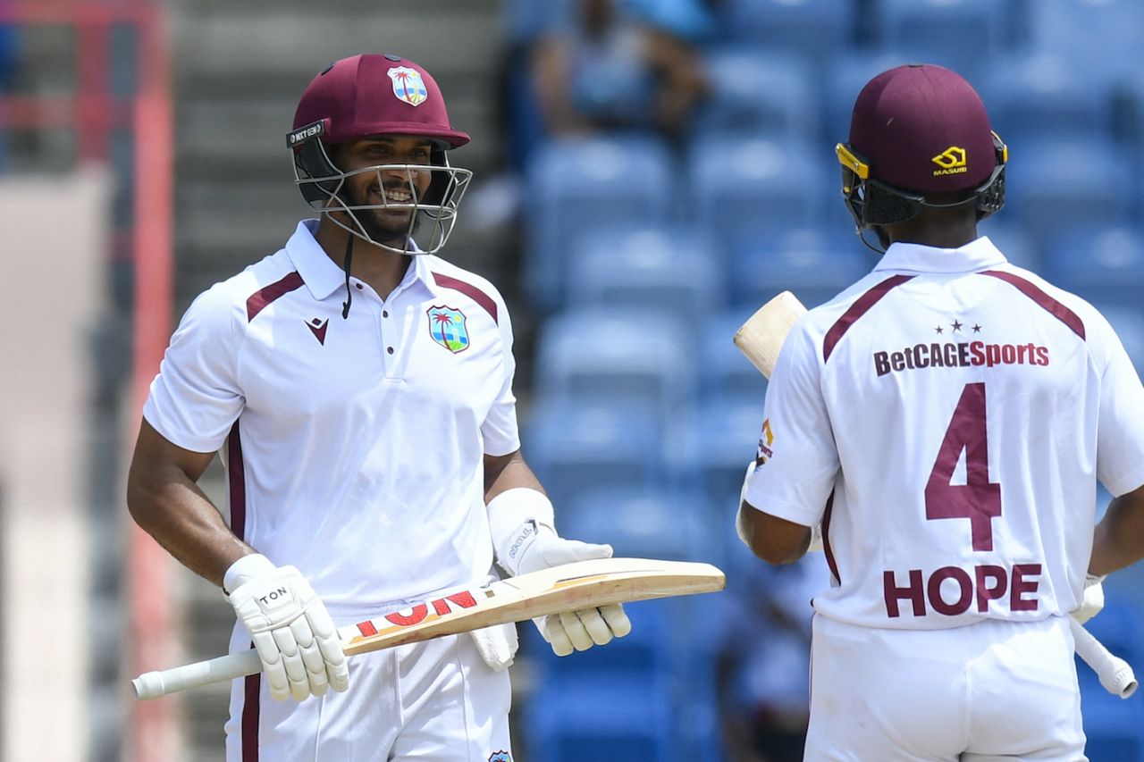Brandon King and Shai Hope put together 58 for the fifth wicket, West Indies vs Australia, 2nd Test, 2nd day, St George's, July 4, 2025