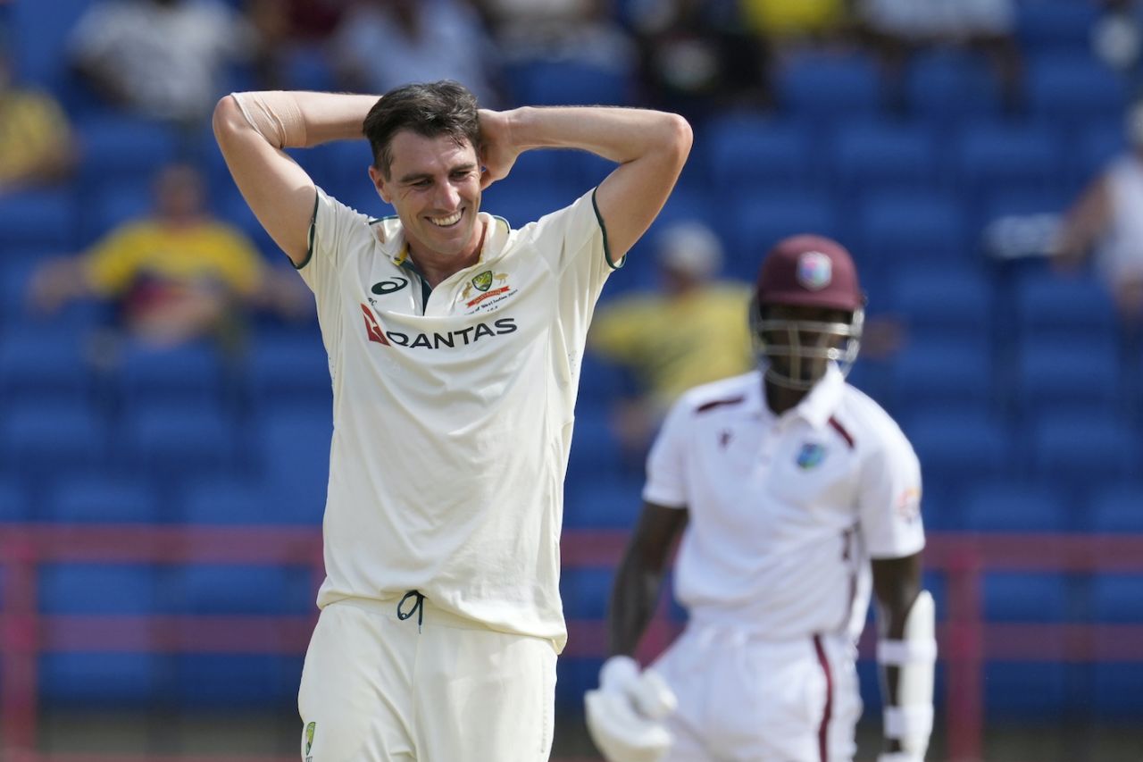 Pat Cummins bowled a long wicketless spell against the tail, West Indies vs Australia, 2nd Test, 2nd day, St George's, July 4, 2025
