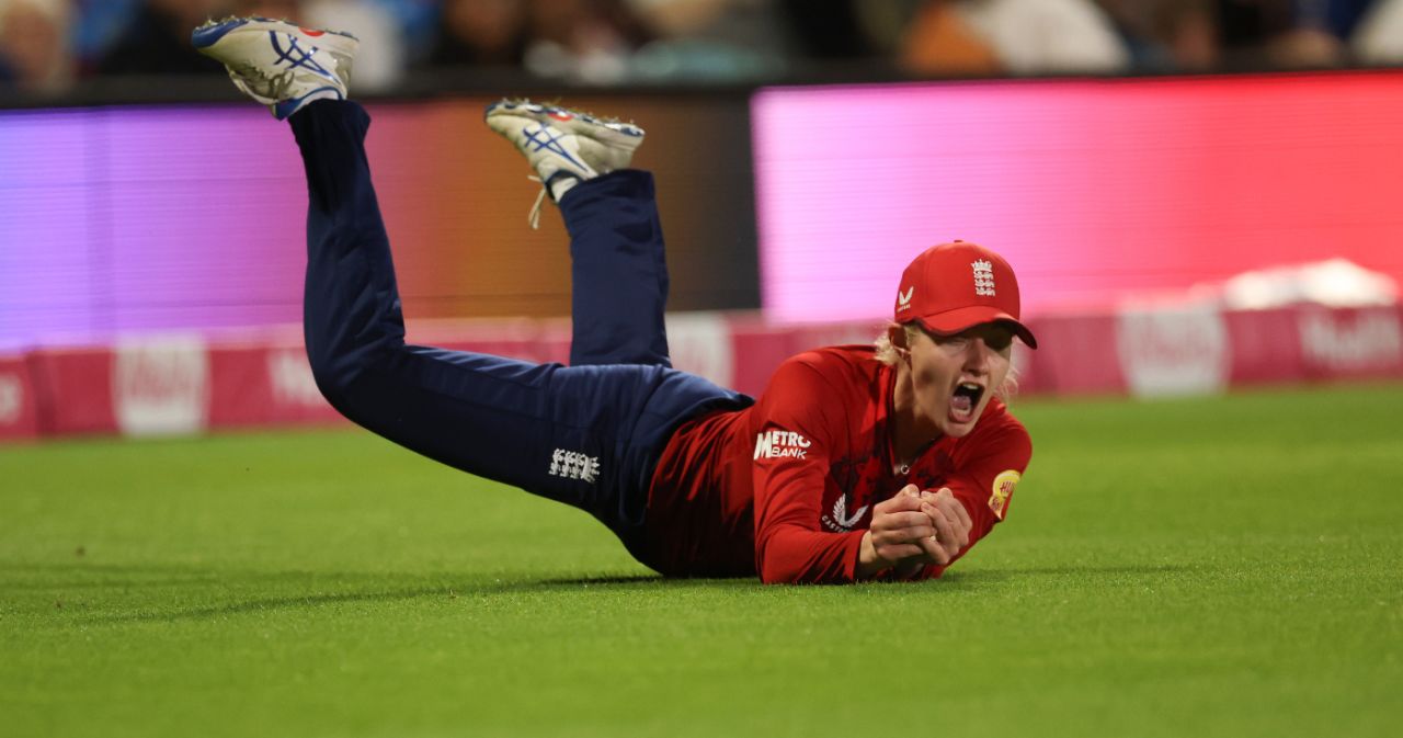 Charlie Dean claimed a vital catch in the deep, England vs India, 3rd women's T20I, The Oval, July 4, 2025