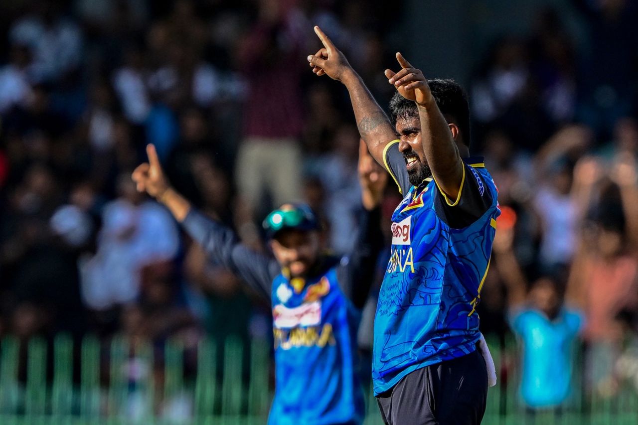 Asitha Fernando celebrates Shamim Hossain's wicket, Sri Lanka vs Bangladesh, 2nd ODI, Colombo, July 5, 2025