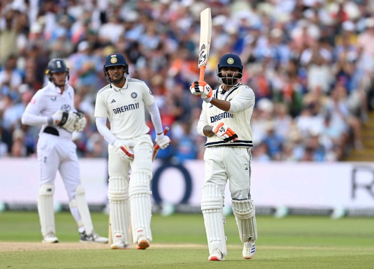 Ravindra Jadeja brings out the familiar celebration, England vs India, 2nd Test, Birmingham, 4th day, July 5, 2025