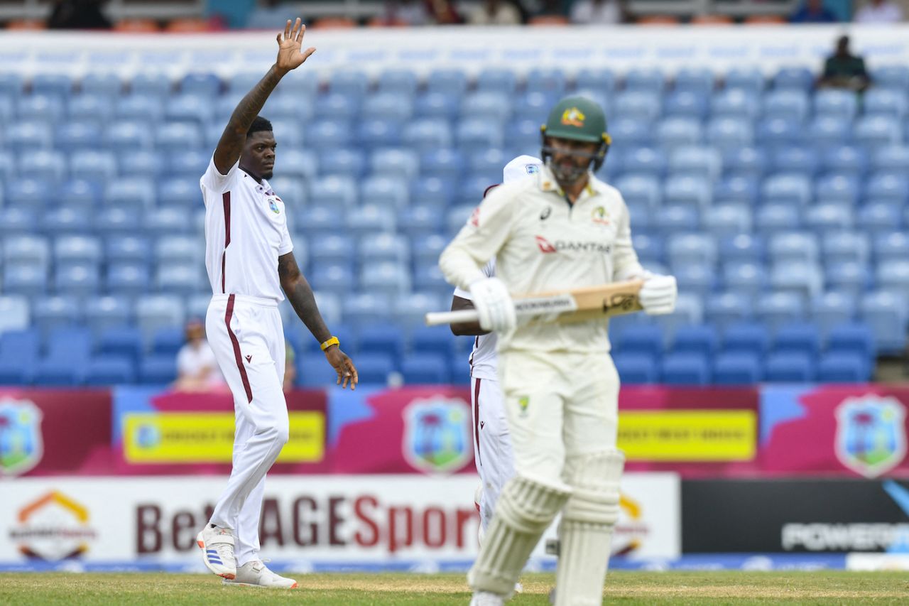 Alzarri Joseph got Nathan Lyon after the rain break, West Indies vs Australia, 2nd Test, 3rd day, St George's, July 5, 2025